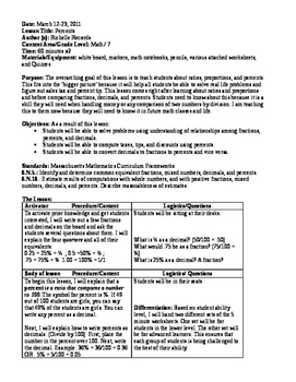 Preview of Percents Unit Plan (7th Grade Math)