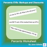 Percents XVIb: Markups and Discounts