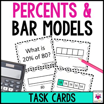 Preview of Percents and Bar Models Task Cards Activities