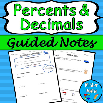 Preview of Percents and Decimals Guided Notes