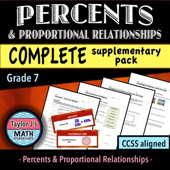 Preview of Percents and Proportional Relationships Worksheets and Word Wall
