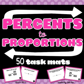 Preview of Percents and Proportions 50 Task Mats