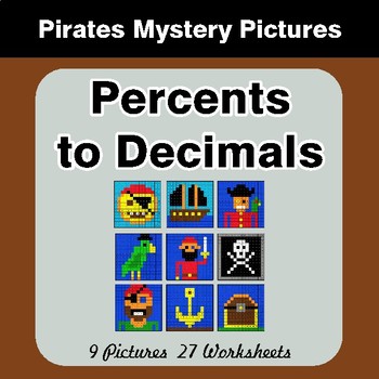 Percents to Decimals - Color-By-Number Math Mystery Pictures