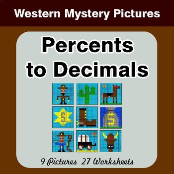 Percents to Decimals - Color-By-Number Math Mystery Pictures