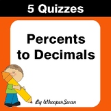Percents to Decimals Quiz - Test - Assessment - Worksheets