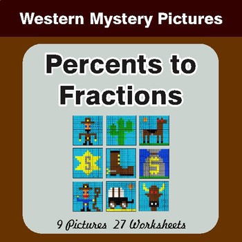 Percents to Fractions - Color-By-Number Math Mystery Pictures