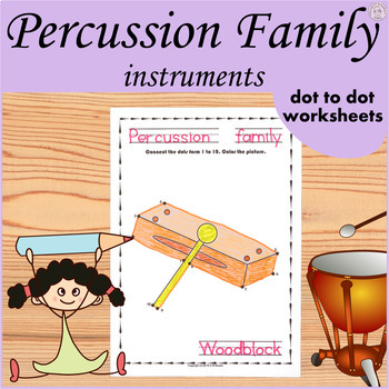 Preview of Percussion Family Instruments Dot to Dot Worksheets | Connect the Dots