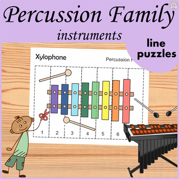 Preview of Percussion Family Line Puzzles & Coloring Pages
