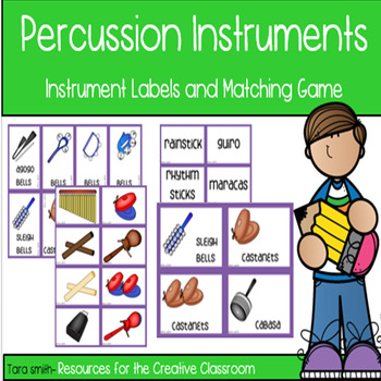 Preview of Percussion Instruments-Labels and Matching Cards