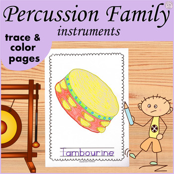 Preview of Percussion Family Instruments Trace and Color Pages