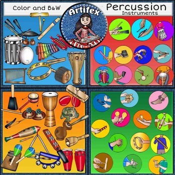 Preview of Percussion instruments clip Art BUNDLE SET