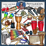 Percussion instruments clip art set1 -Color and B&W-63 items!