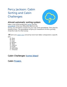 Percy Jackson Cabin Sorting And Cabin Challenges By Christopher
