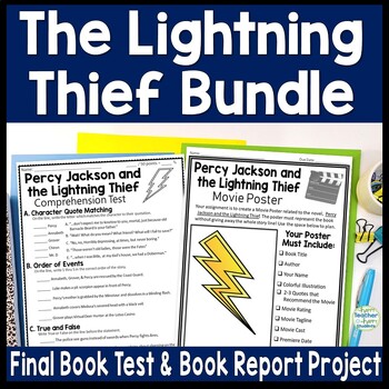 Preview of Percy Jackson Lightning Thief Bundle: Final Book Test and Book Report Project