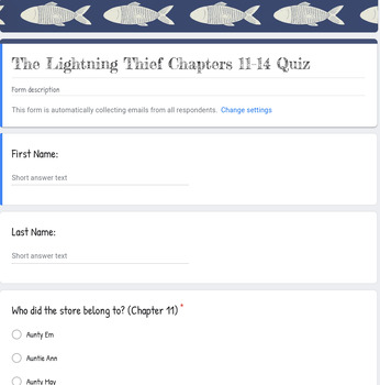 Percy Jackson Chapter 11 Quiz and Key by NYCDOE Teaching