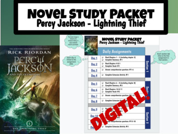 Preview of Percy Jackson - Lightning Thief DIGITAL Novel Study in Google Slides (Level W)