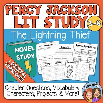 Preview of Percy Jackson Novel Study - Lit Study with Chapter Questions, Vocabulary, & more