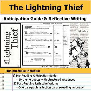 Preview of Percy Jackson The Lightning Thief - Anticipation Guide & Reflection