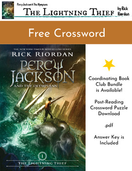 Preview of Percy Jackson & The Lightning Thief Crossword Puzzle / YA Literature Book Club