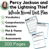 Percy Jackson and the Lightning Thief Novel Study 6th, 7th, 8th