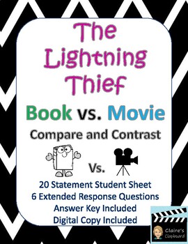 Preview of Percy Jackson and the Lightning Thief Book vs. Movie Compare and Contrast