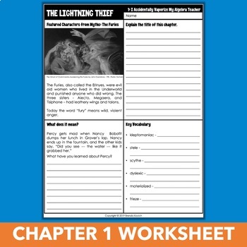 percy jackson the lightning thief chapter 1 worksheet by brenda kovich