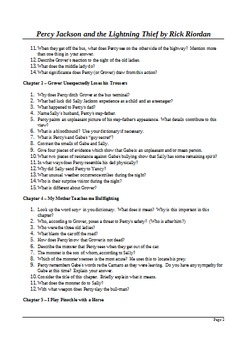 Percy Jackson And The Lightning Thief Detailed Reading Questions With Answers
