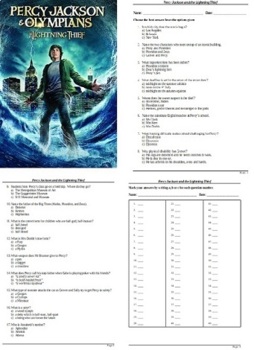 Preview of Percy Jackson and the Lightning Thief Movie - 60 Question Multiple Choice Quiz