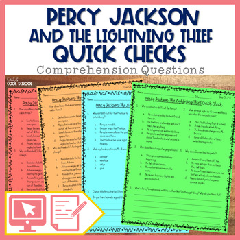 Preview of Percy Jackson and the Lightning Thief Novel Study Comprehension Questions
