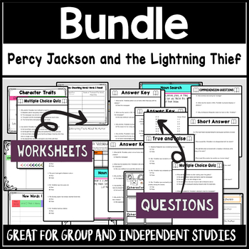 Percy Jackson And The Lightning Thief Novel Study Questions Quizzes Bundle