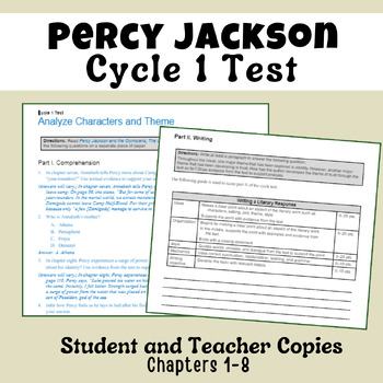 Preview of Percy Jackson and the Lightning Thief, Test (Cycle 1, Chps 1-8)