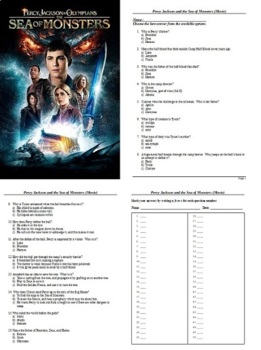 Preview of Percy Jackson and the Sea of Monsters Movie - 50 Question Multiple Choice Quiz