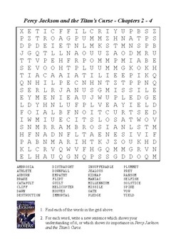 Percy Jackson and the Titan's Curse - Word Search Chapters 2 - 4 by M Walsh