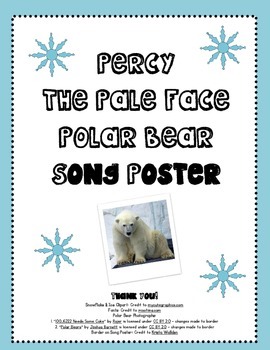 Preview of Percy the Pale Face Polar Bear Song Poster *FREEBIE*