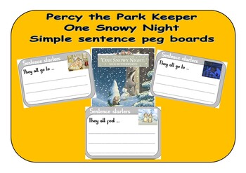 Preview of Percy the Park Keeper - One Snowy Night - Sentence starter boards
