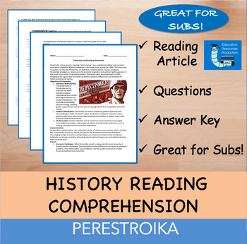 Preview of Perestroika - Reading Comprehension Passage & Questions