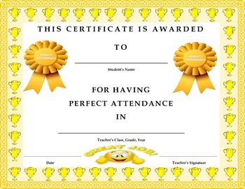 attendance award certificate templates