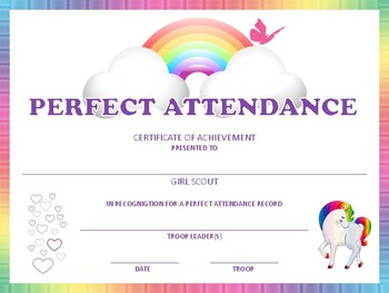 Preview of Perfect Attendance Award Certificate Printable