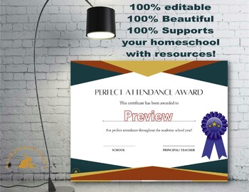 Preview of Perfect Attendance Award| Blue Ribbon Version | Honoring Unbroken Commitment
