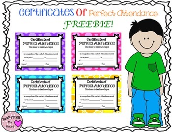 Preview of Perfect Attendance Certificates FREEBIE and now EDITABLE