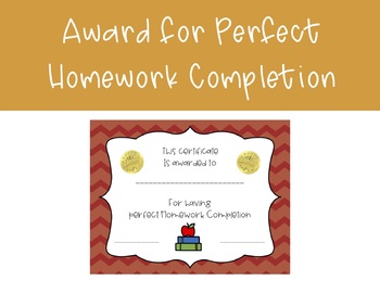 Preview of Perfect Homework Award