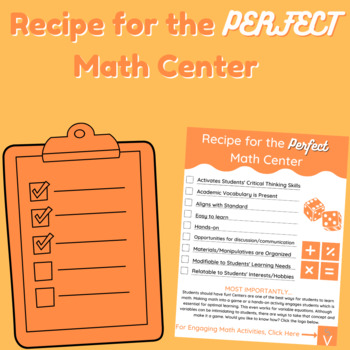 Preview of Perfect Math Center Checklist | FREE | 5th, 6th, 7th, 8th, and 9th Grade