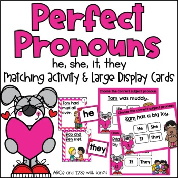 Preview of Perfect Pronouns (he, she, it, they) - Sorting Center & Display Cards