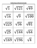 Perfect Square Roots (1 - 225) Sort Cards