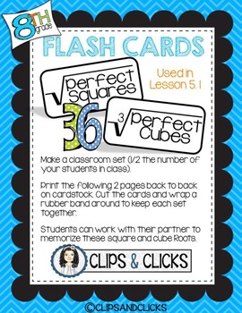 Preview of Perfect Square and Cube Root Flash Cards