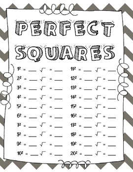 Preview of Perfect Squares Chart