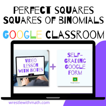 Preview of Perfect Squares  (Google Form, Interactive Video Lesson & Notes!)