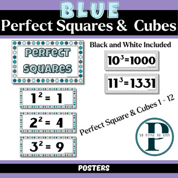 Preview of Perfect Squares & Perfect Cubes Reference Posters - Blue