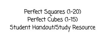 Preview of Perfect Squares and Perfect Cubes Handout 