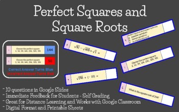 Preview of SOL 7.1d - Perfect Squares and Square Roots Activity